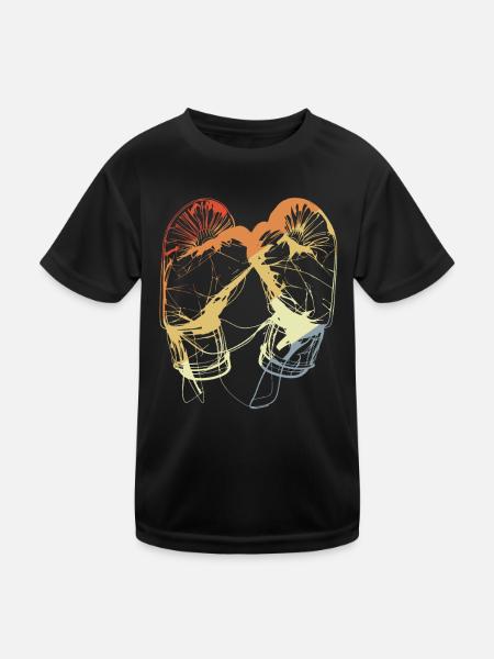 Retro Boxhandschuhe - Kinder Funktions-T-Shirt - Schwarz