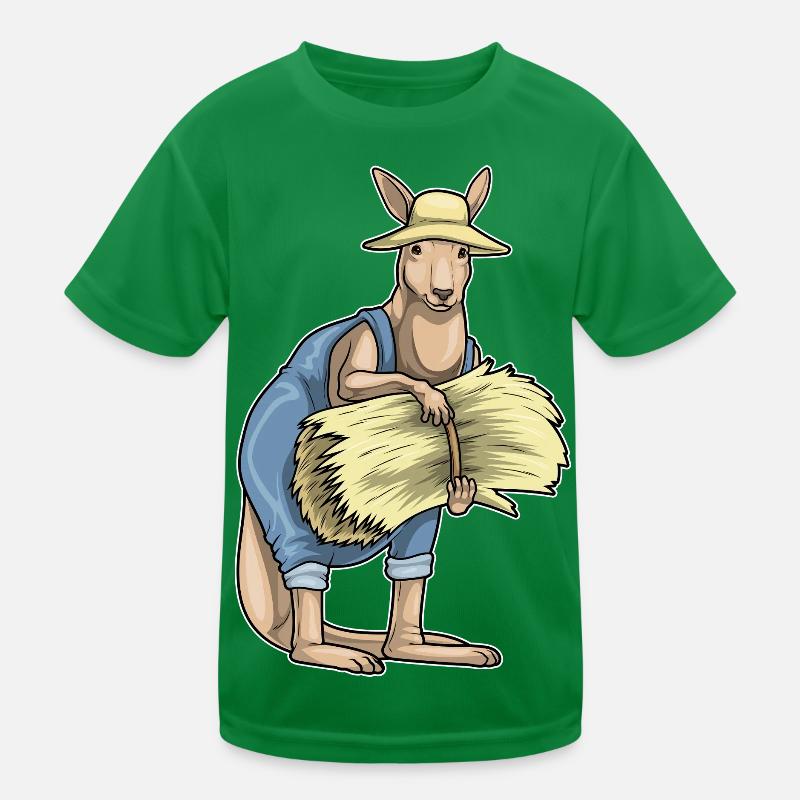 Kangaroo Farmer Straw Farm Kids Functional T-Shirt