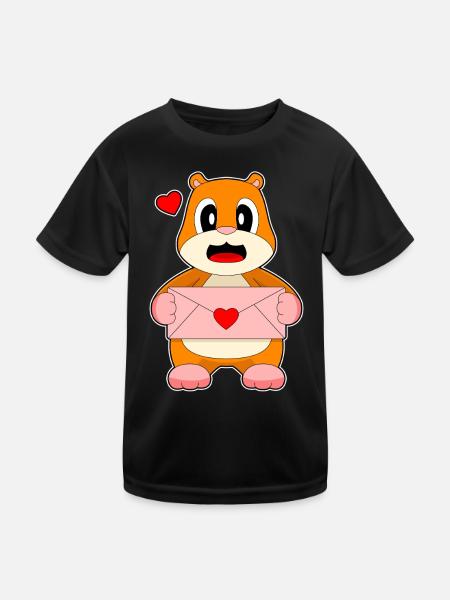 Hamster Liebesbrief - Kinder Funktions-T-Shirt - Schwarz - Vorne