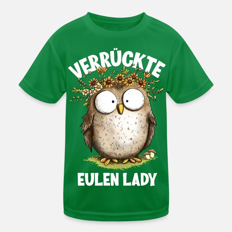 Owl with Saying Crazy Owls Lady Kids Functional T-Shirt