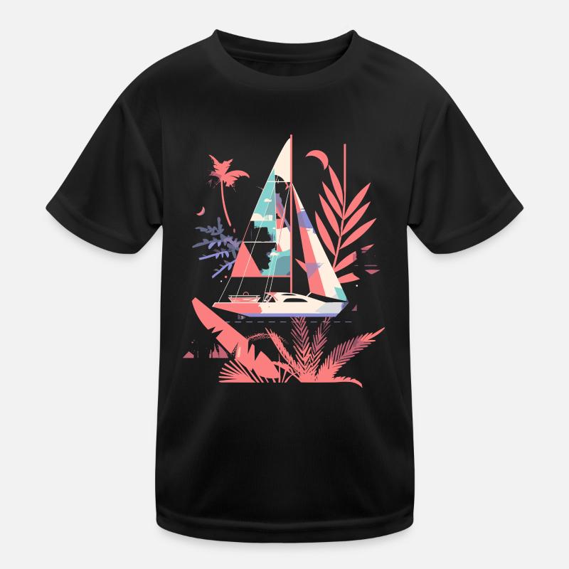 Segelboot Cartoon Stil Kinder Funktions-T-Shirt