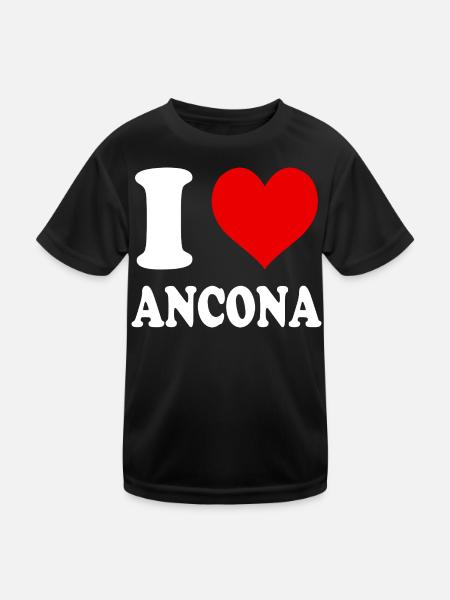 I Love Ancona Italy Funny Witty Heart - Kids Functional T-Shirt - black - Front