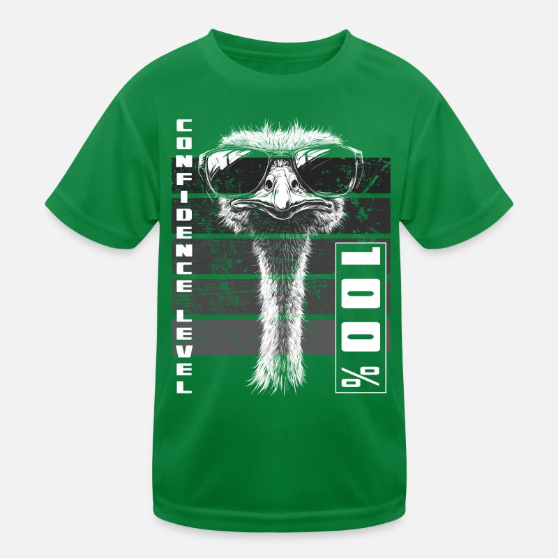 Vogel Strauß Sonnenbrille Selbstbewusst Geschenk Kinder Funktions-T-Shirt