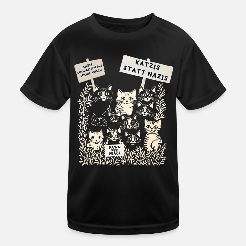 Demo Katzen gegen rechts  Kinder Funktions-T-Shirt