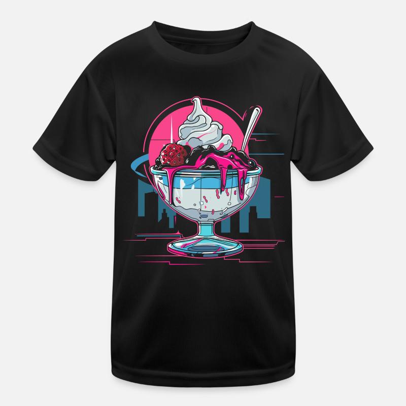 Eisbecher Retrowave Kinder Funktions-T-Shirt