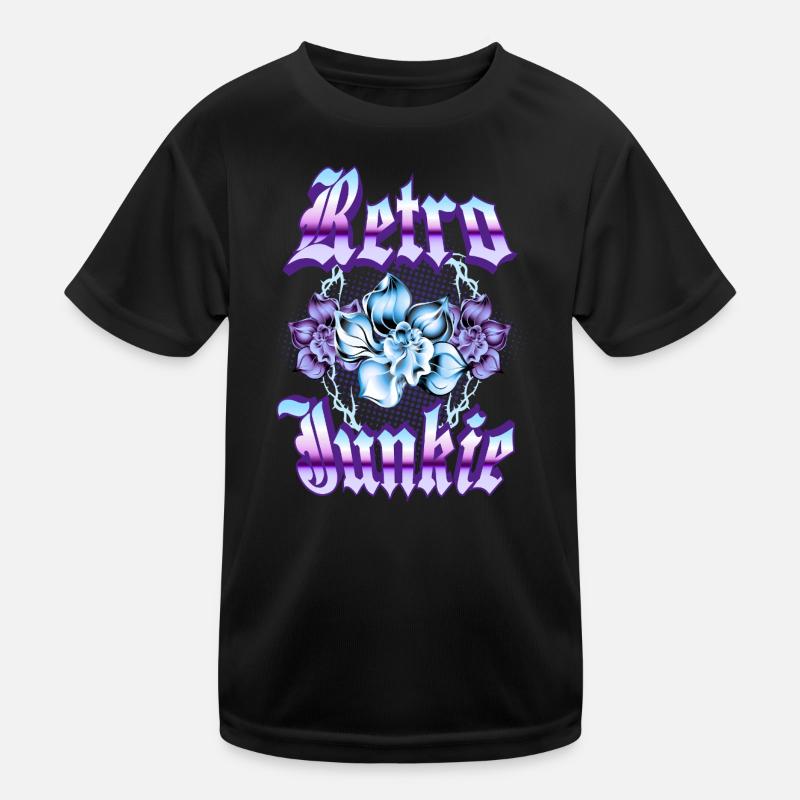 Retro Junkie – 90s Gothic Blumenstil Kinder Funktions-T-Shirt