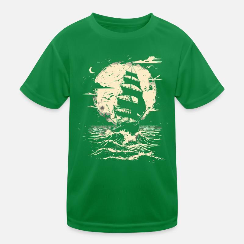 Sailing Drawing Kids Functional T-Shirt