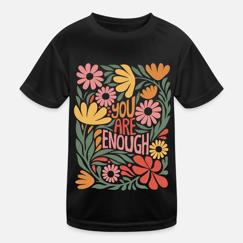 Positives Selbstliebe Boho-Blumendesign Kinder Funktions-T-Shirt