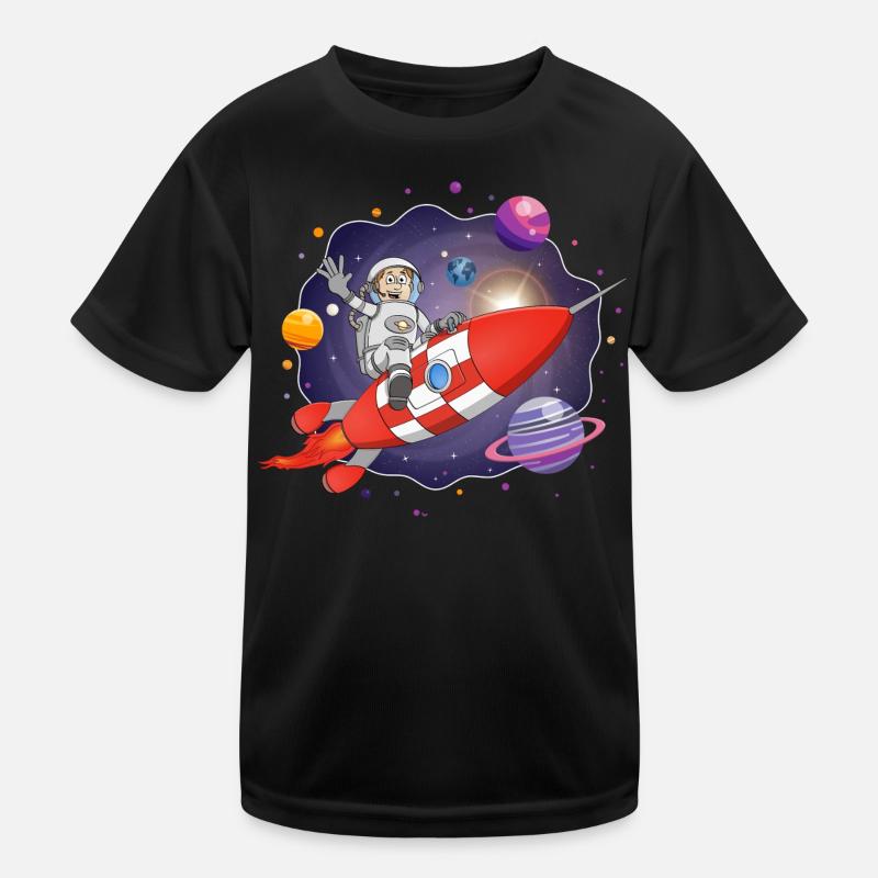 L’astronaute de la fusée rouge dans l’espace T-shirt sport Enfant