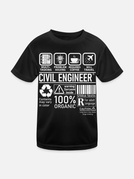 Civil Engineer multi tasking problem solving - Kinder Funktions-T-Shirt - Schwarz - Vorne