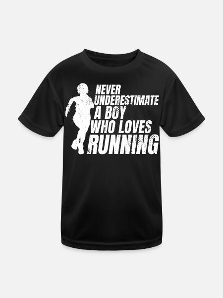 Lustiger Läufer Junge - Kinder Funktions-T-Shirt - Schwarz - Vorne