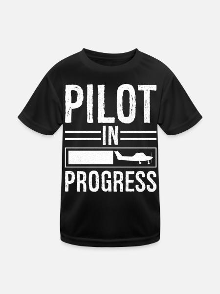 Pilot In progress - Kids Functional T-Shirt - black - Front