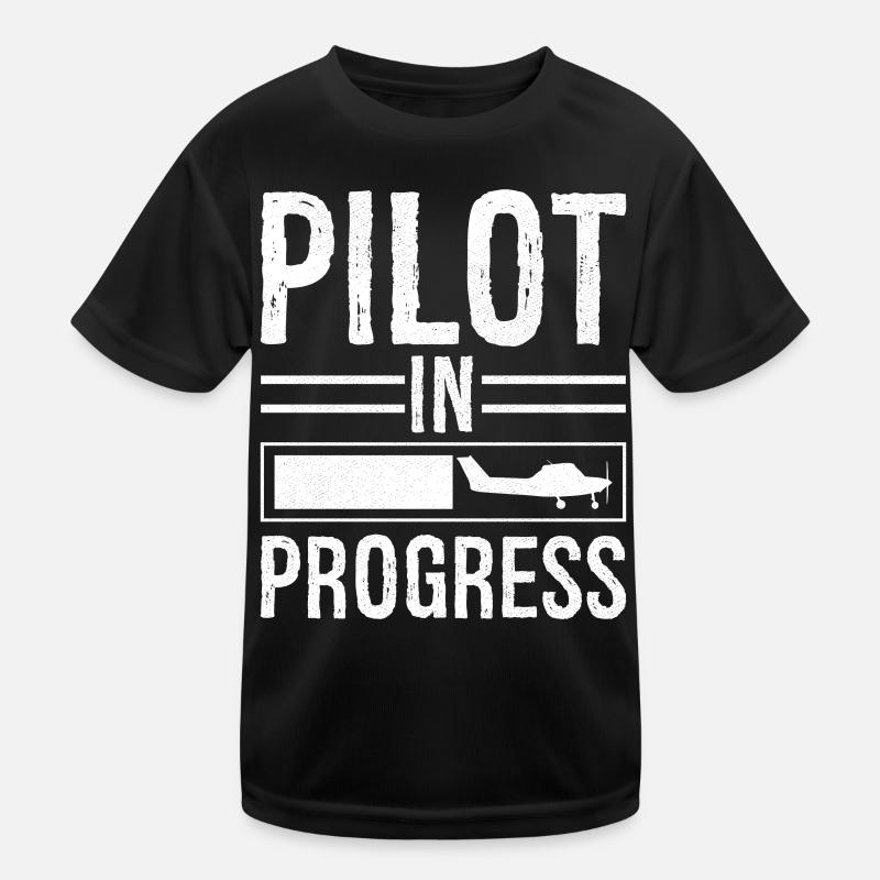 Pilot In progress - Kinder Funktions-T-Shirt - Schwarz