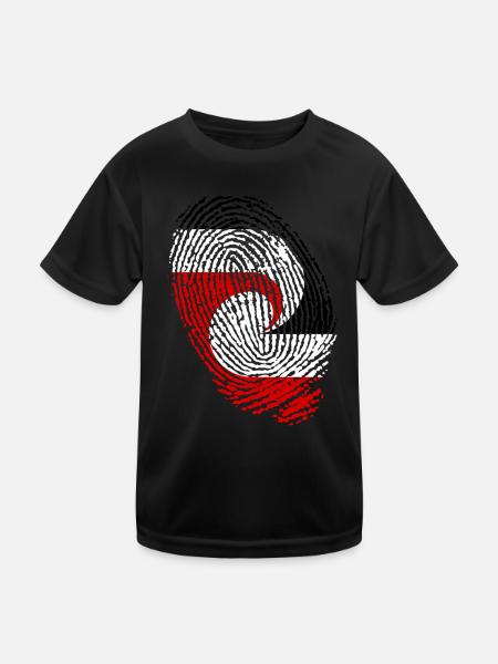 Fingerabdrücke der Maori-Flagge - Kinder Funktions-T-Shirt - Schwarz - Vorne