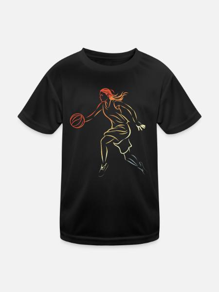 Weiblicher Basketballer - Kinder Funktions-T-Shirt - Schwarz - Vorne