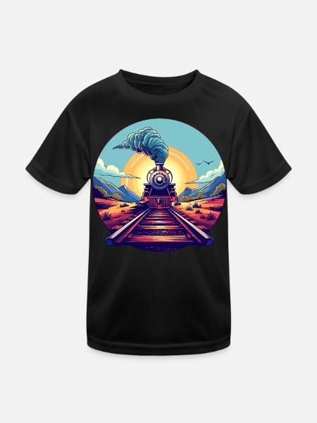 Railway Portrait - Kids Functional T-Shirt - black - Front