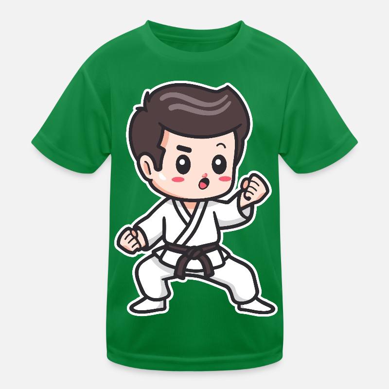 Karate Junge Zeichnung Kinder Funktions-T-Shirt