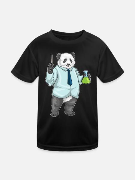 Panda Chemie Lehrer Schule - Kinder Funktions-T-Shirt - Schwarz