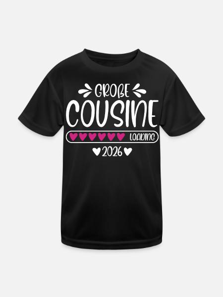 Große Cousine 2026 - Kinder Funktions-T-Shirt - Schwarz