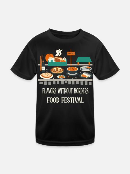 Street Food Festival - Kinder Funktions-T-Shirt - Schwarz - Vorne
