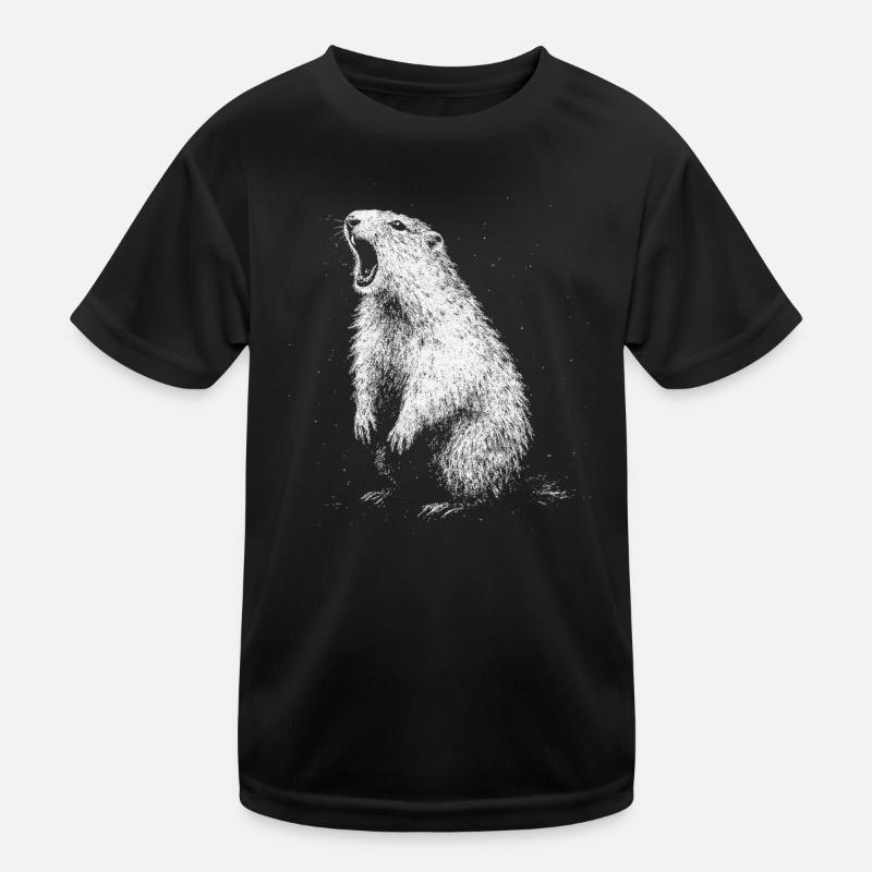 Murmeltier - Kinder Funktions-T-Shirt - Schwarz