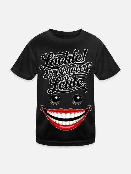 Immer lächeln - Kinder Funktions-T-Shirt - Schwarz - Vorne