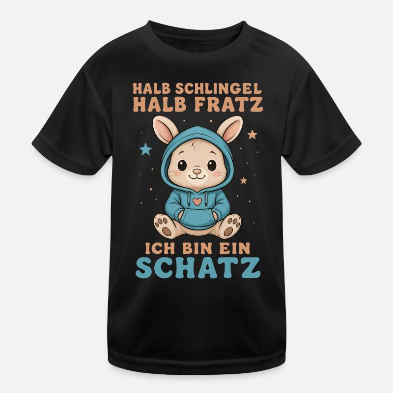 Halb Schlingel Halb Fratz Schatz Hase Häschen Kinder Funktions-T-Shirt