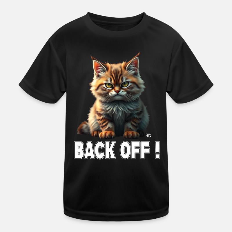 Cute Evil Red Cat Says Go Away! Back off! Kids Functional T-Shirt