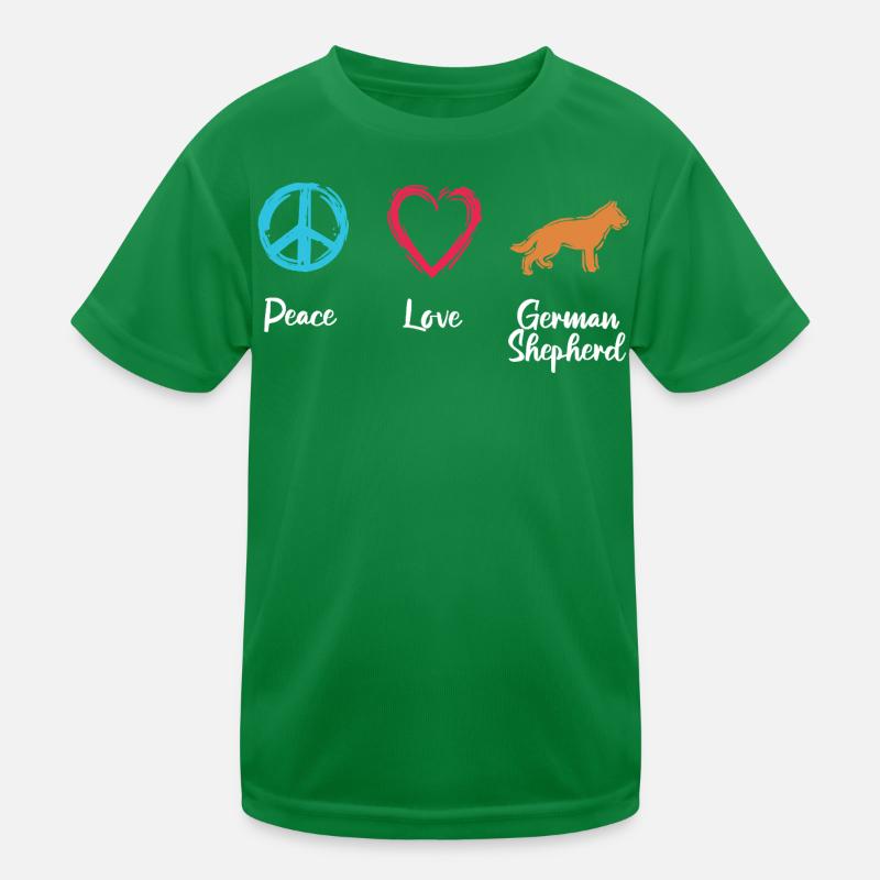 Frieden Liebe Schäferhund Kinder Funktions-T-Shirt
