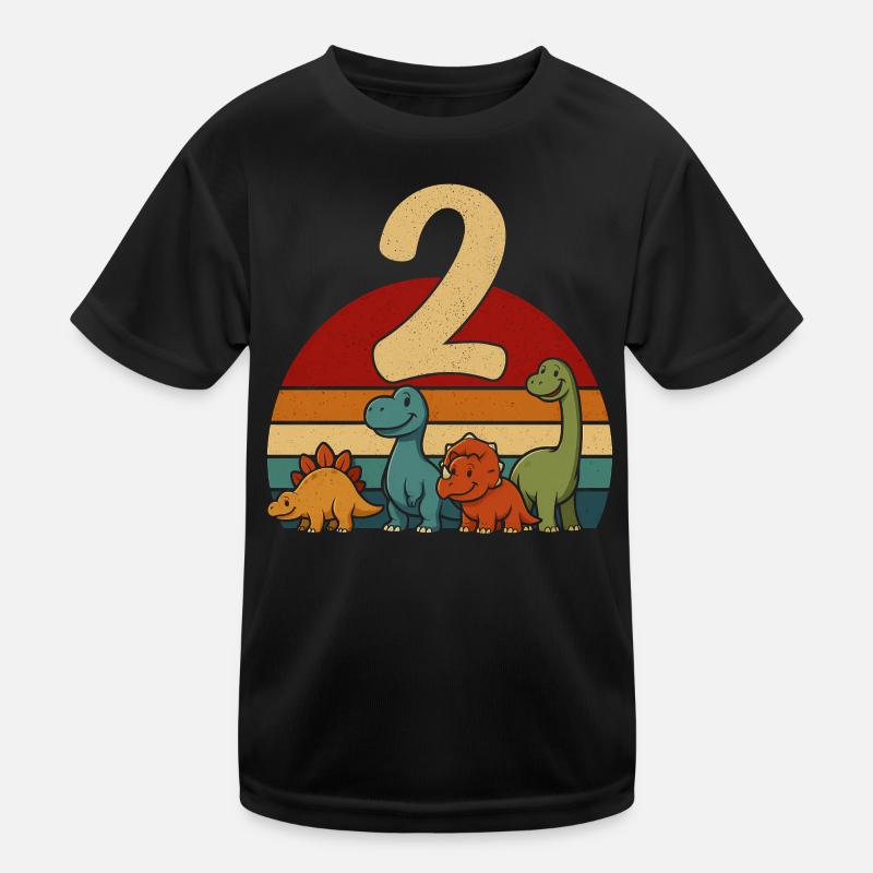 2 Jahre Retro Dinosaurier Kinder Geburtstag Dino Kinder Funktions-T-Shirt
