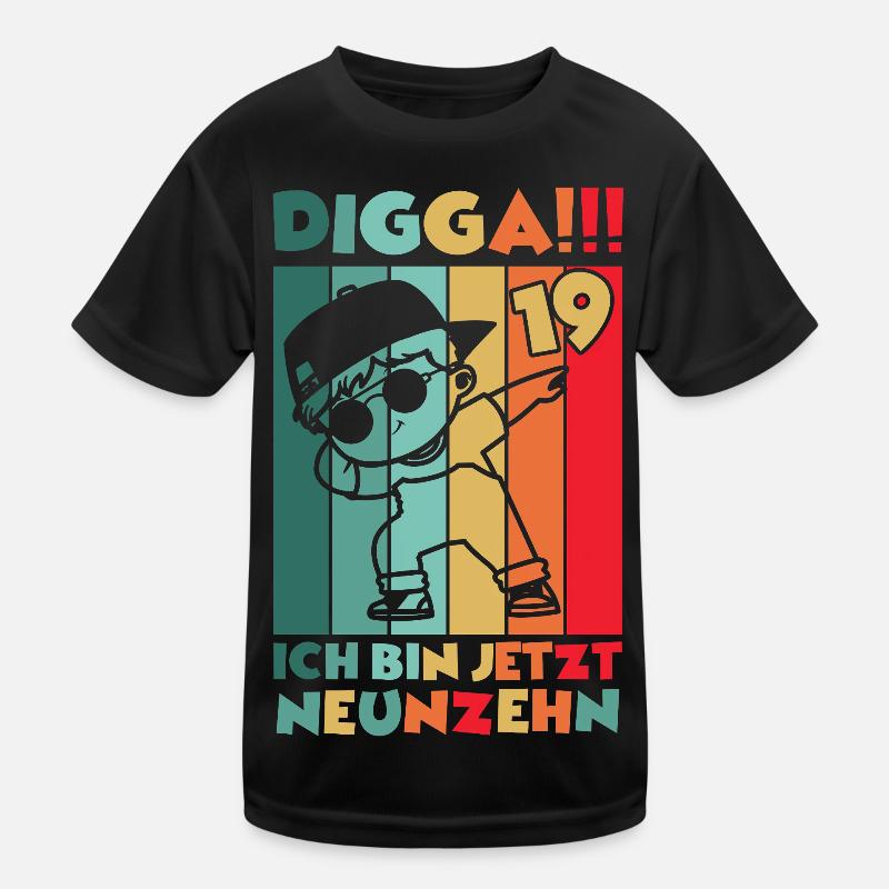 Digga Ich Bin 19 Jahre 19 Geburtstag Dabbing Junge Kinder Funktions-T-Shirt