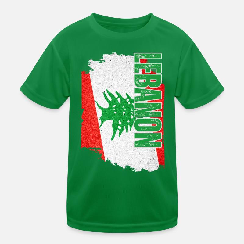 Vertikale Libanon-Flagge, Ich liebe den Libanon Kinder Funktions-T-Shirt