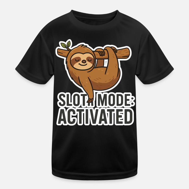 Sloth Mode: Activated - Funny Sloth Saying - Kids Functional T-Shirt - black