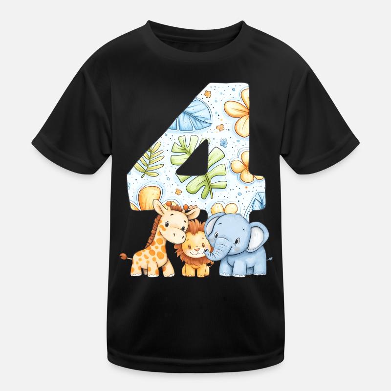 Dschungeltiere Kinder 4 Jahr Geburtstag Geschenk Kinder Funktions-T-Shirt