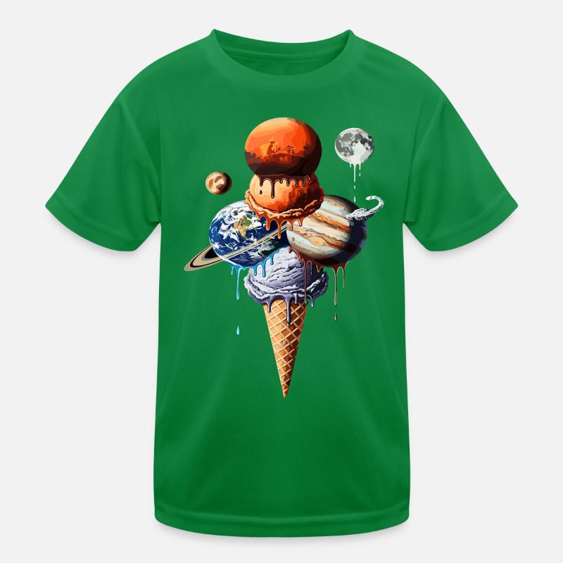 Planeten Eiscreme Waffel Kosmische Einskugel Kinder Funktions-T-Shirt