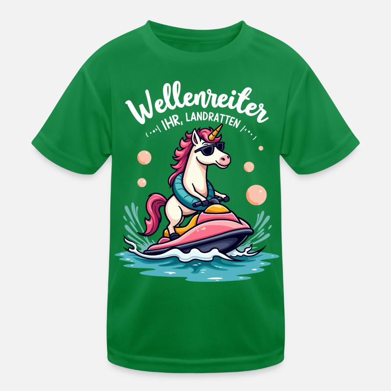 Pinker Einhorn Wellenreiter Kinder Funktions-T-Shirt
