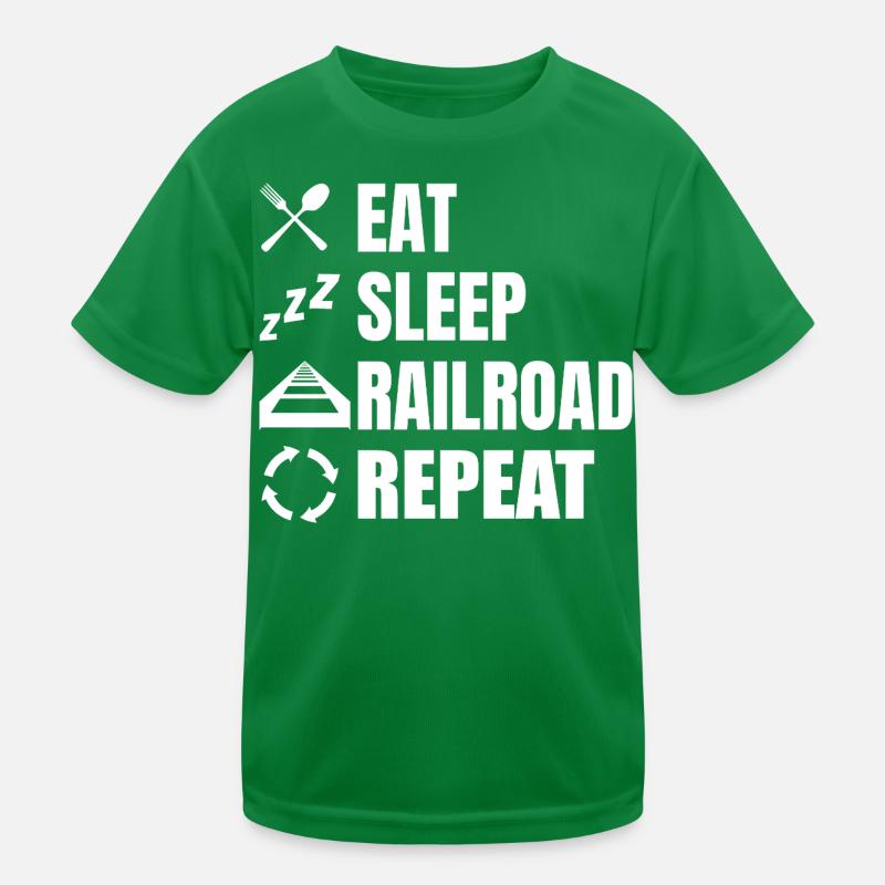 Eat Sleep Railroad Repeat Kinder Funktions-T-Shirt