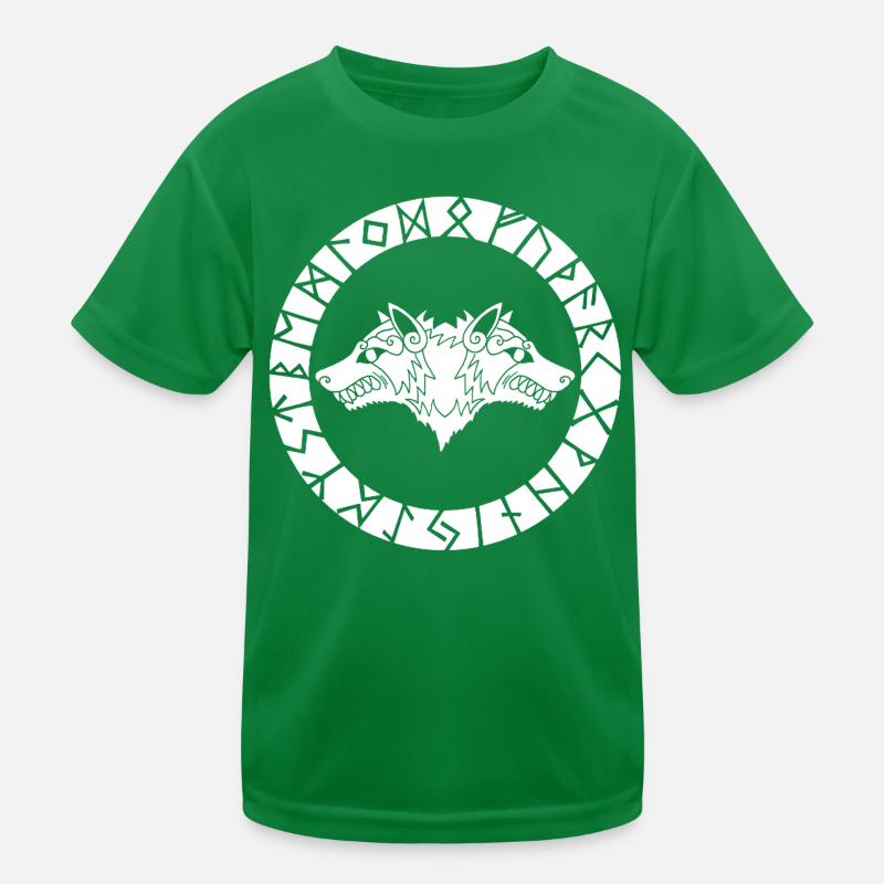 Zweiköpfiger weißer Wolf Kinder Funktions-T-Shirt