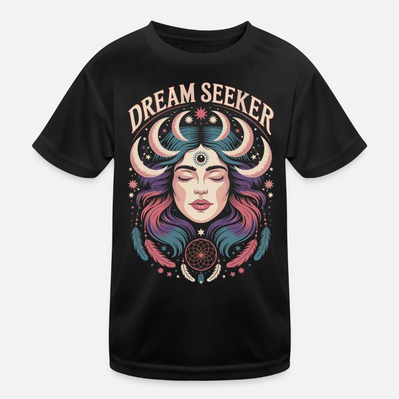 Triple Moon Dream Seeker Visionary Art Kids Functional T-Shirt