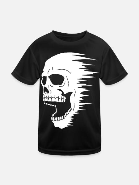 Schädel und Geschwindigkeit - Kinder Funktions-T-Shirt - Schwarz - Vorne