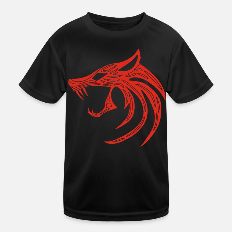 Roter Dämonischer Wolf Kinder Funktions-T-Shirt