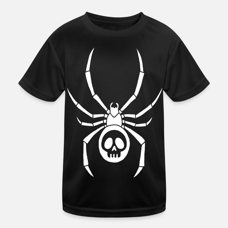 White spider and skull Kids Functional T-Shirt