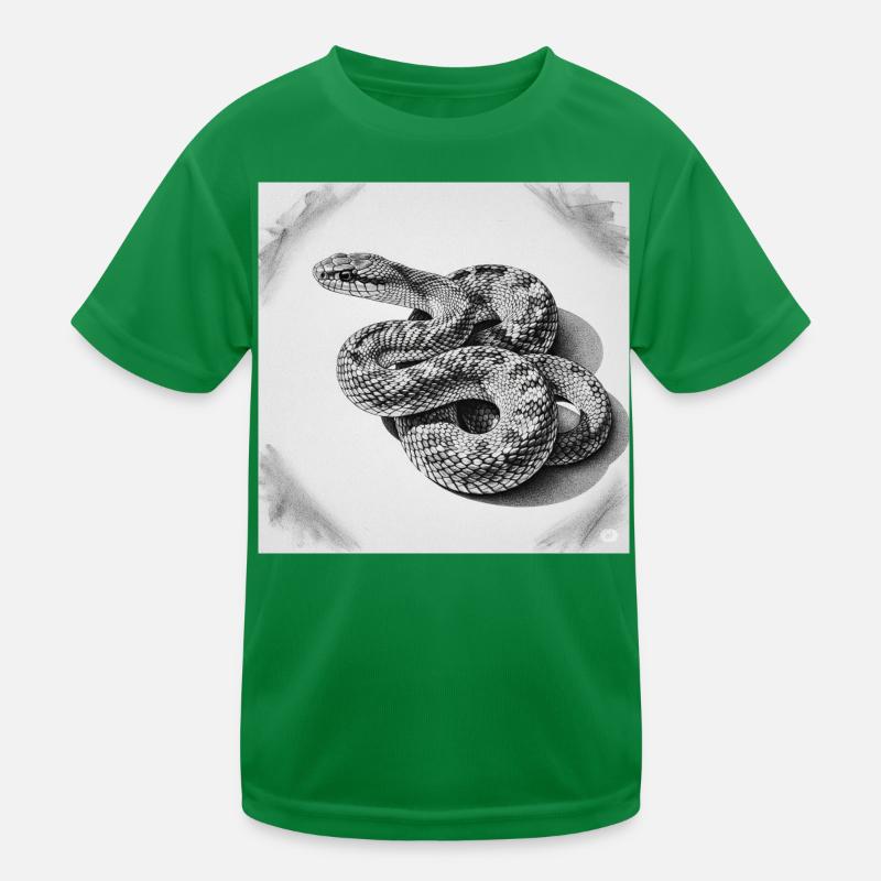 Black and White Scale Snake Kids Functional T-Shirt