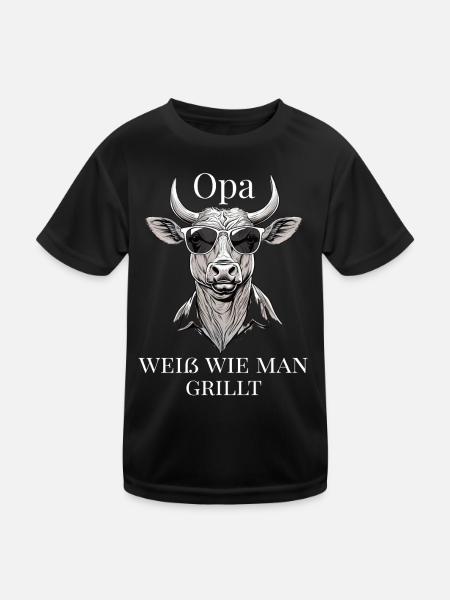 Opa weiß, wie man grillt – Kult für den Rost - Kinder Funktions-T-Shirt - Schwarz - Vorne