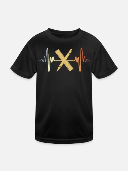 Vintage Ruler Heartbeat - Kids Functional T-Shirt - black - Front