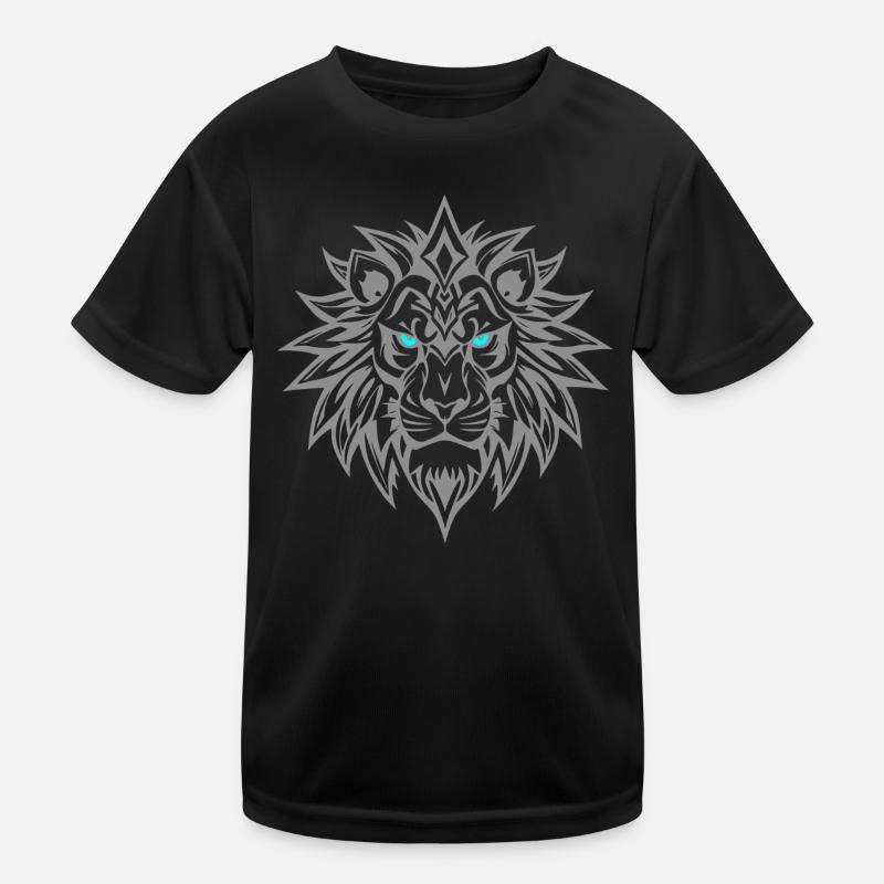 Löwe Tribal Blaue Augen Kinder Funktions-T-Shirt