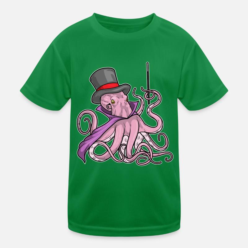 Krake Zauberer Zauberstab Kinder Funktions-T-Shirt