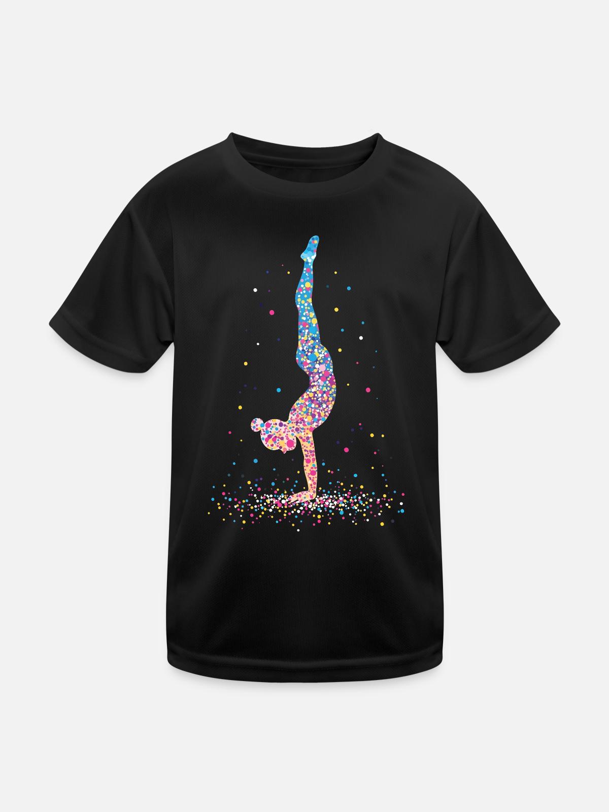 Gymnastik Gymnastaste Akrobatik – Silhouette - Kinder Funktions-T-Shirt - Schwarz - Vorne