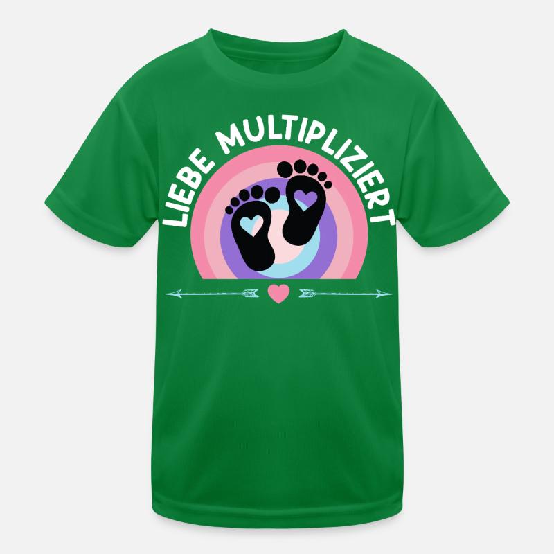Werdende Mutter LIEBE MULTIPLIZIERT Lustiges Kinder Funktions-T-Shirt