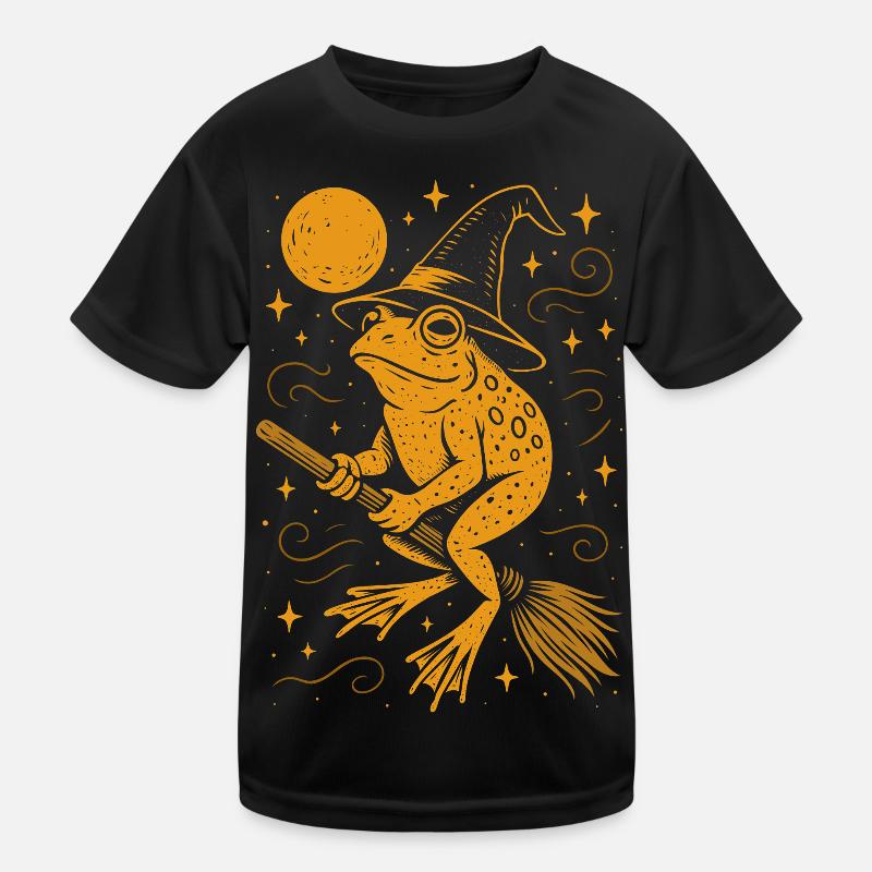 Grenouille sorcière avec chapeau sur balai T-shirt sport Enfant